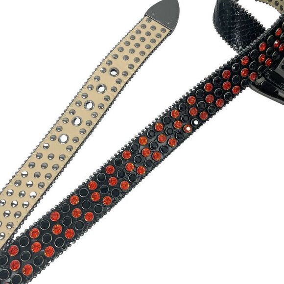DNA black red snake skin rhinestones‎ belt Size XXXXL western boho - Picture 8 of 9